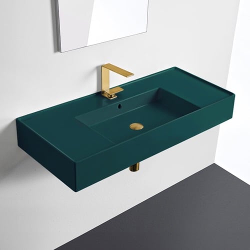 Green Bathroom Sink, Ceramic Scarabeo 5124-55